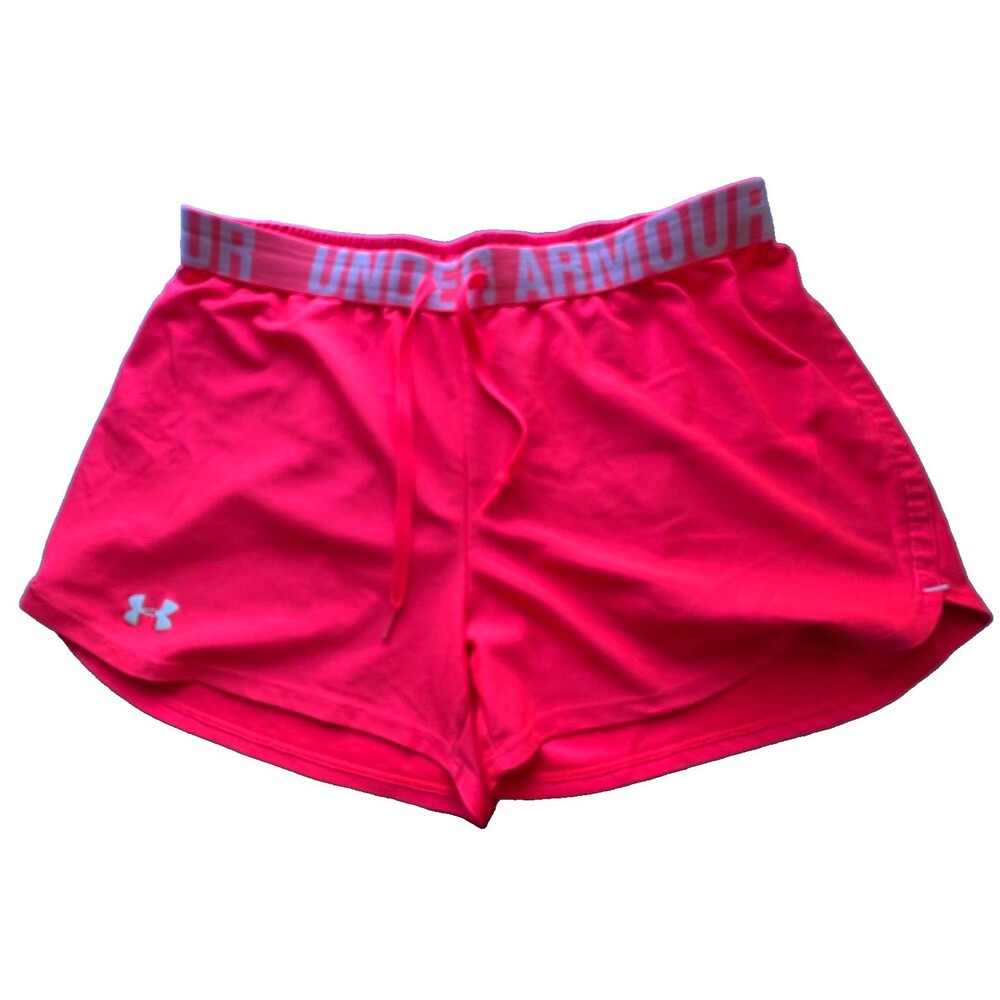 Under Armour Athletic Shorts in Hot Pink with print elastic waist Size L